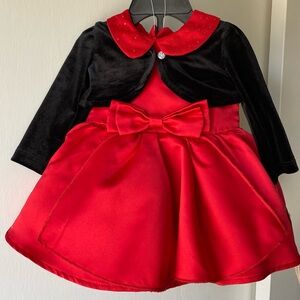 Nanette Lepore Dress 6 Months NWT Red  Satin Fancy Party Black crop sweater new